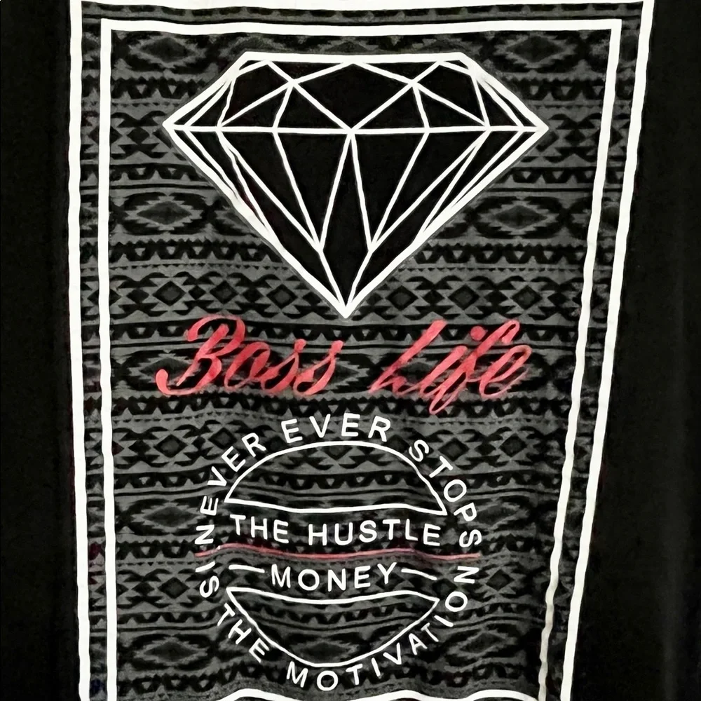 Hot Topic 2 Monkeys Side Hustle Tank True Black "Boss Life” Top New - Picture 6 of 10